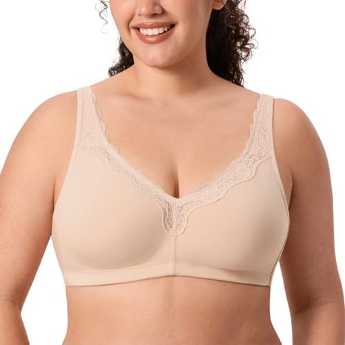 Wireless Plus Size Cotton Bras, Beige