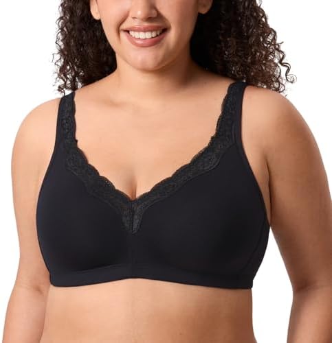 Wireless Plus Size Cotton Bras, Black