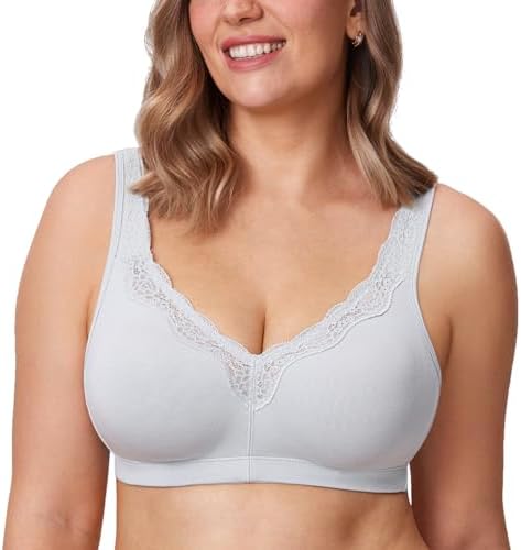 Wireless Plus Size Cotton Bras, French Gray