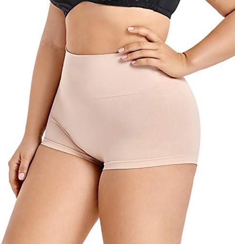 Women High-Waist Boyshort Shapewear Tummy Control Panties Body Shaper, Beige