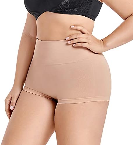 Women High-Waist Boyshort Shapewear Tummy Control Panties Body Shaper, Natural